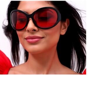 Women Sunglasses Red Lens Fashion‎ Designer Running Wrap Around  Large XL Frame
